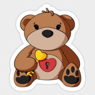 Key To My Heart Heart Teddy Bear Sticker